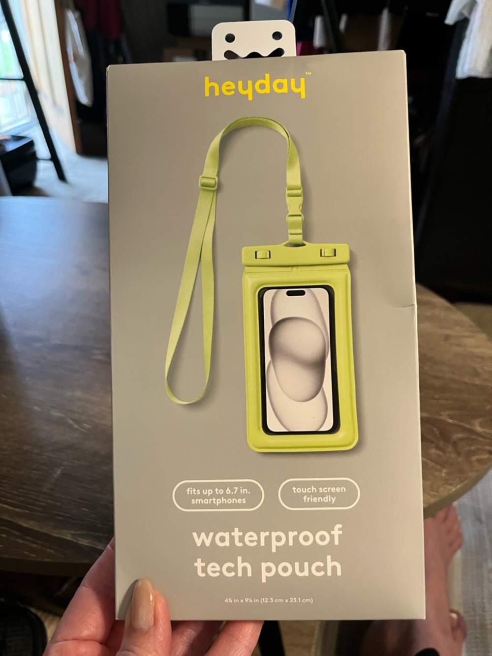 heyday Pastel Green Waterproof Tech Pouch with Lanyard—New in box